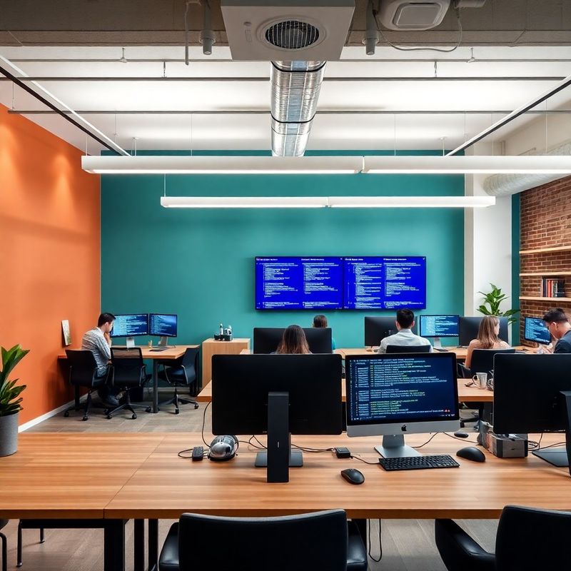 Interno moderno dell'ufficio Studio Marino a Bologna con dettagli teal e terracotta